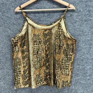 Renee Lauren Top Women M Medium Brown Animal Print Sleeveless Spaghetti Strap